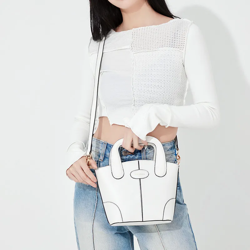JANE KLAIN PU Women's Basket Bag, Crossbody Handbag Regular Women's Pink/White/Black-11
