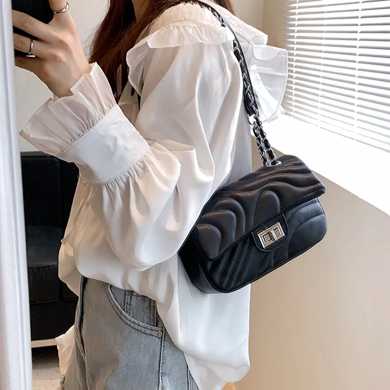 JANE KLAIN PU Crossbody Small Square Bag Regular Women's White/Black/Blue-22