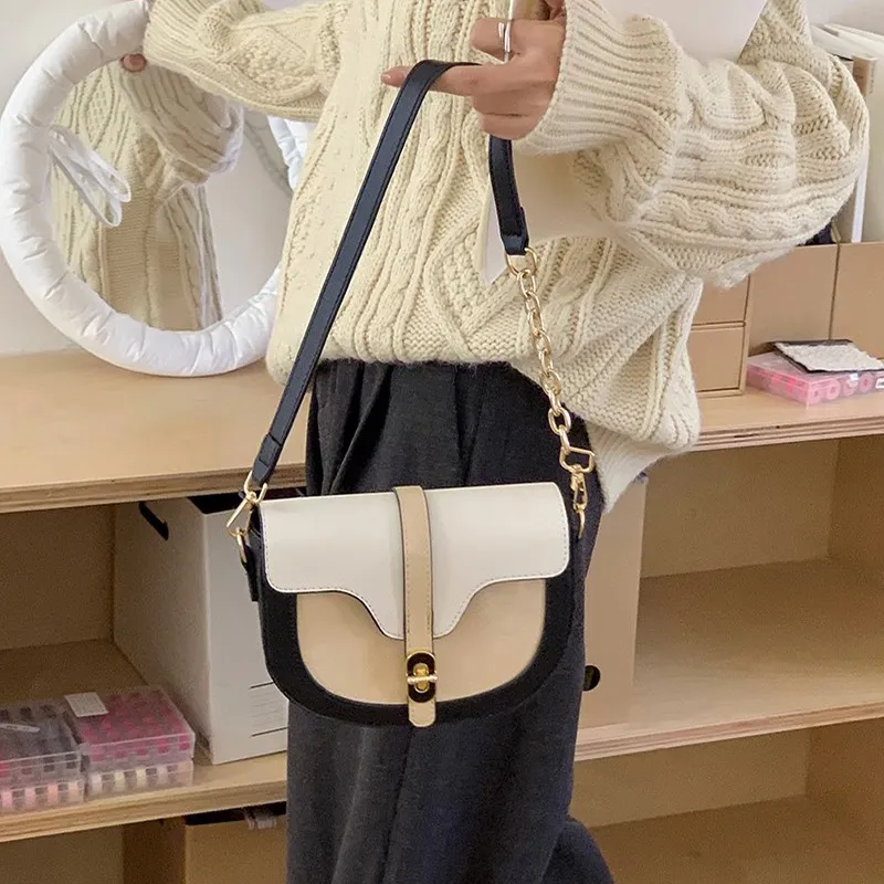 JANE KLAIN Synthetic Leather Saddle Bag Shoulder Bag Crossbody Bag Regular Women's Ink Black-2