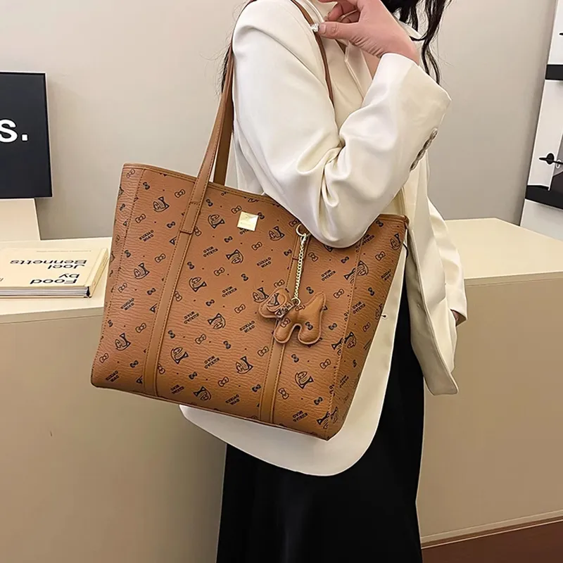JANE KLAIN Synthetic Leather Tote Handbag Shoulder Bag Tubas Women's Caramel/Milk White/Pink/Black-22