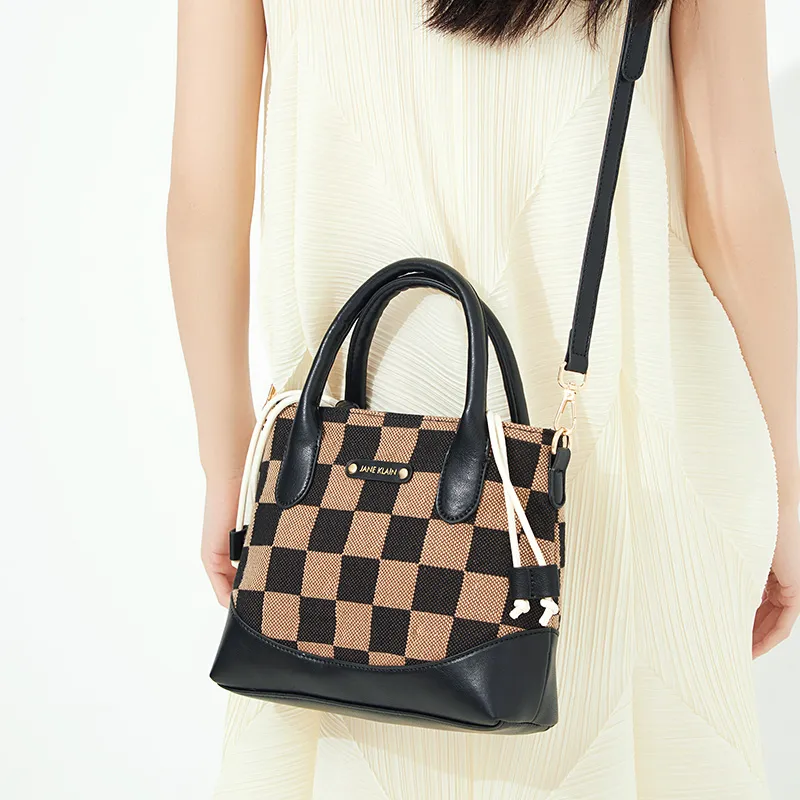 JANE KLAIN Synthetic Leather Patchwork Fabric Crossbody Bag Regular Women's White/Black/Red-13