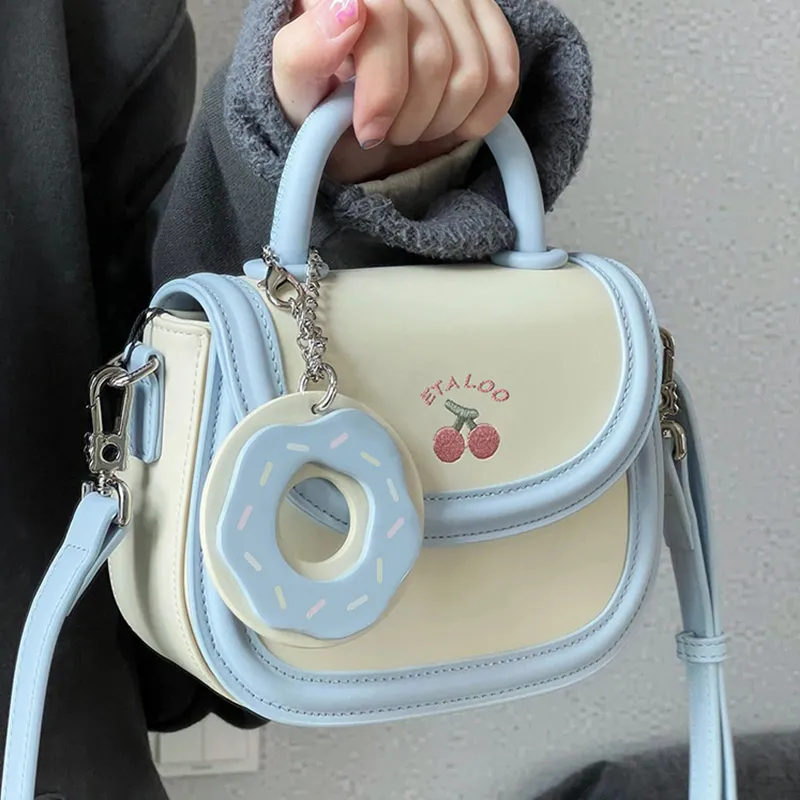 JANE KLAIN PU Saddle Bag Handbag, Crossbody Bag Regular Women's White & Blue/White & Pink-2