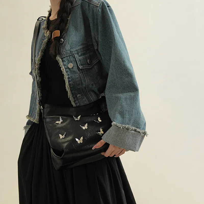 JANE KLAIN Synthetic Leather Underarm Handbag, Shoulder Bag Unisex Black-7