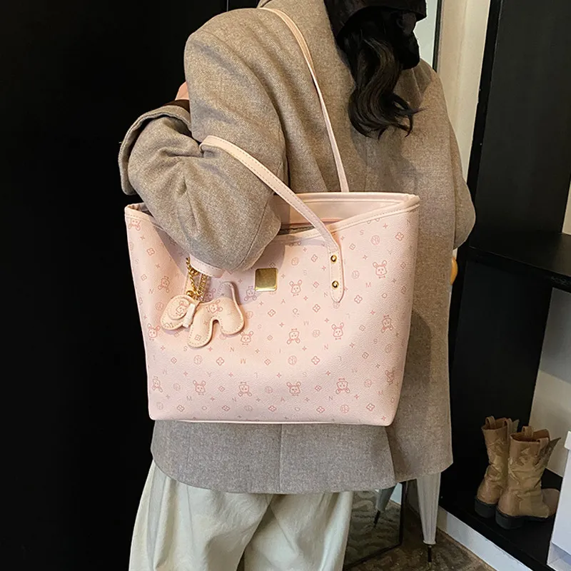 JANE KLAIN Synthetic Leather, Textile Mosaic Tote Bag, Shopping Bag, Shoulder Bag Regular Women's Ecru/Pink/Blue-10
