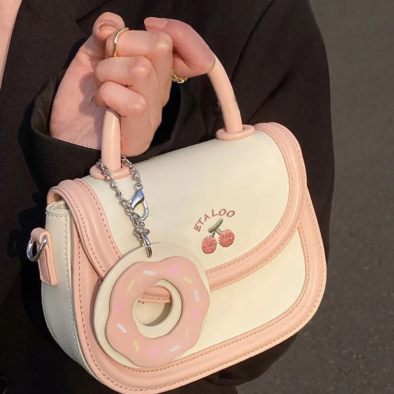 JANE KLAIN PU Saddle Bag Handbag, Crossbody Bag Regular Women's White & Blue/White & Pink-9