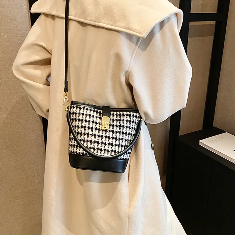 JANE KLAIN Fabric With PU Bucket Bag Handbag Shoulder Bag Crossbody Bag Armhole Bag Regular Women's Black/Blue/Brown-7