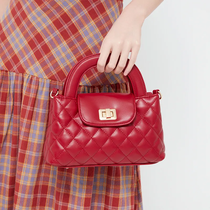 JANE KLAIN PU Small Square Bag Handbags Regular Women's Black/Red-2