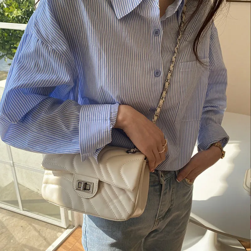 JANE KLAIN PU Crossbody Small Square Bag Regular Women's White/Black/Blue-11