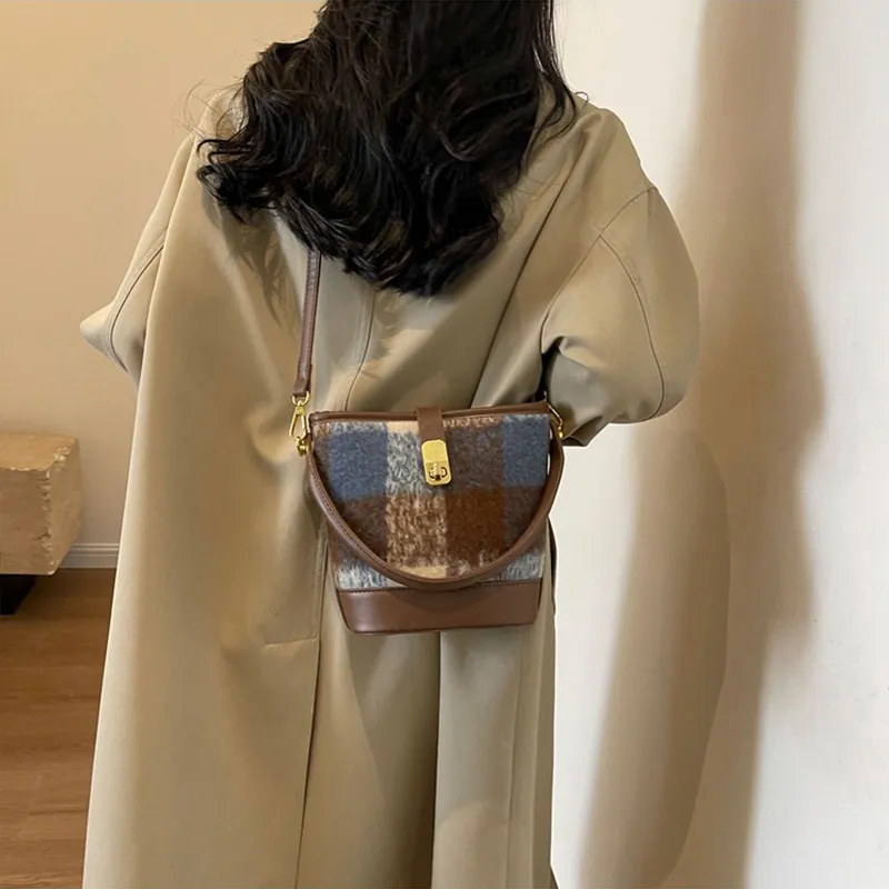 JANE KLAIN Fabric With PU Bucket Bag Handbag Shoulder Bag Crossbody Bag Armhole Bag Regular Women's Black/Blue/Brown-13