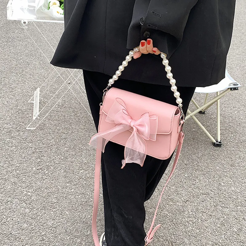 JANE KLAIN Synthetic Leather Handbag Shoulder Bag Crossbody Bag Regular Women's Pink/Black/White-5