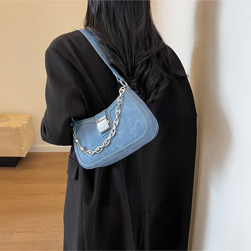 JANE KLAIN Synthetic Leather Shoulder Bag Regular Women's Black/White/Blue-7