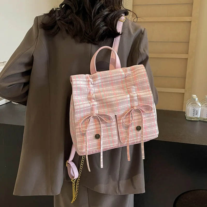 JANE KLAIN PU Backpack Regular Women's Black/Coffee/Pink-4
