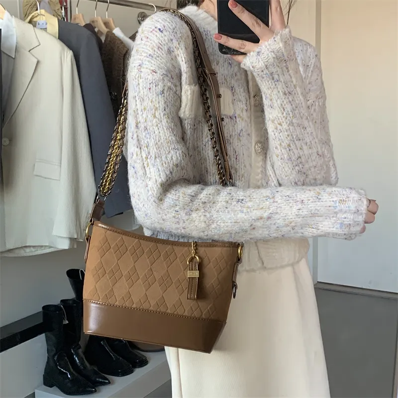 JANE KLAIN Fabric, PU Chain Bag, Crossbody Bag, Shoulder Bag Regular Women's Brown/Black/Ecru-4