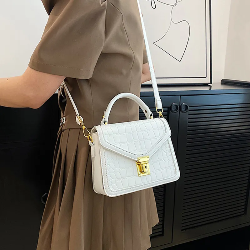 JANE KLAIN PU Small Square Bag, Handbag, Shoulder Bag, Crossbody Bag Trumpets Women's White/Black/Khaki-1