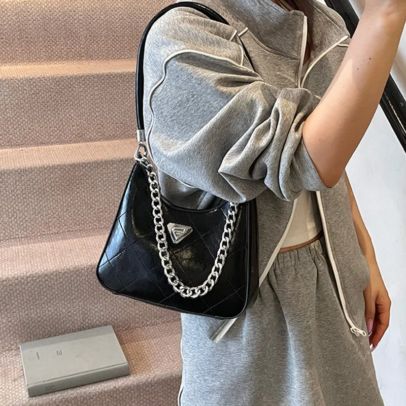 JANE KLAIN Synthetic Leather Underarm Shoulder Bag Women's Black/White/Silver/Pink-3