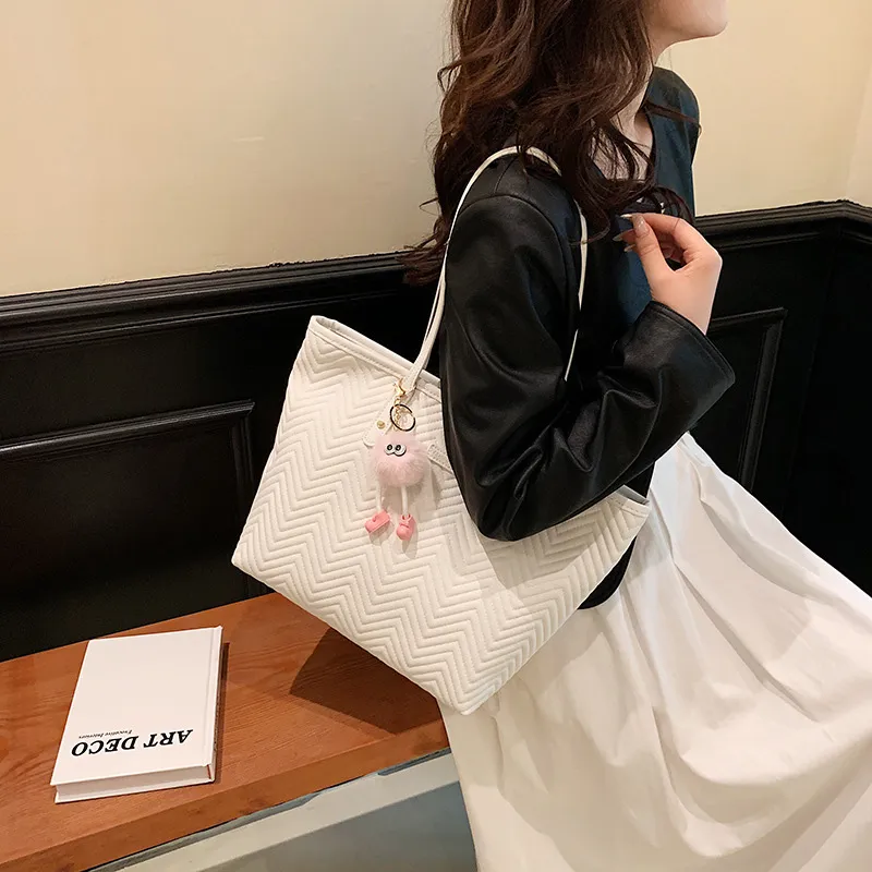 JANE KLAIN Synthetic Leather Tote Bag Shopping Bag Shoulder Bags Large Size Women's Pink/White/Black-3
