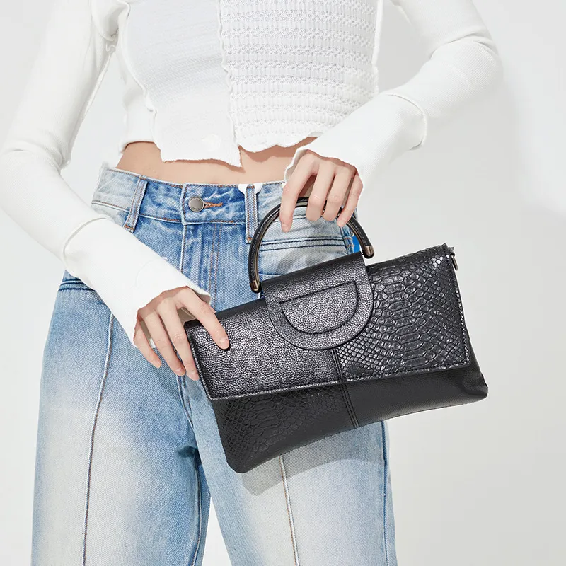 JANE KLAIN Synthetic Leather Handbag, Shoulder Bag Regular Women's Black/White-3