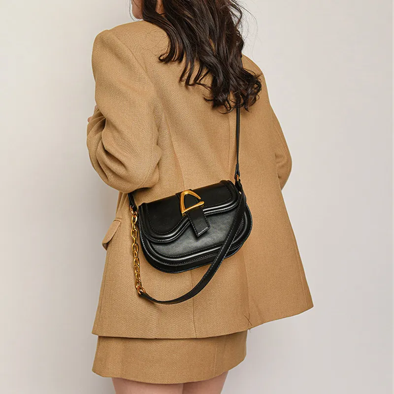 JANE KLAIN PU Semi Round Shoulder Bag Saddle Bag Regular Women's Black/Coffee/Brown-5