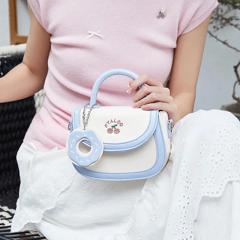 JANE KLAIN PU Saddle Bag Handbag, Crossbody Bag Regular Women's White & Blue/White & Pink-1