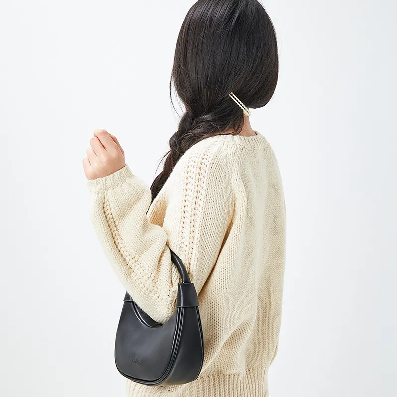 JANE KLAIN Synthetic Leather Crescent Bag Handbag Regular Women's White/Black-4