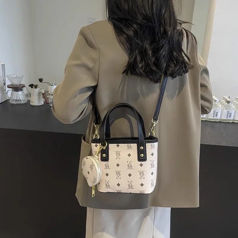 JANE KLAIN Synthetic Leather Handbags Crossbody Bags Regular Women's Brown/Pink/Ecru/White & Black-1