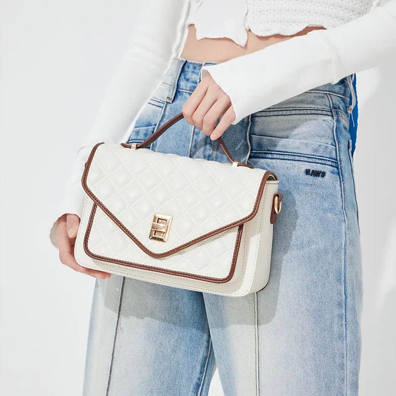 JANE KLAIN Synthetic Leather Handbag, Shoulder Bag, Crossbody Bag Women's White/Black-2