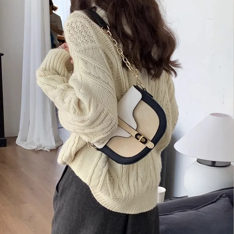 JANE KLAIN Synthetic Leather Saddle Bag Shoulder Bag Crossbody Bag Regular Women's Ink Black-3