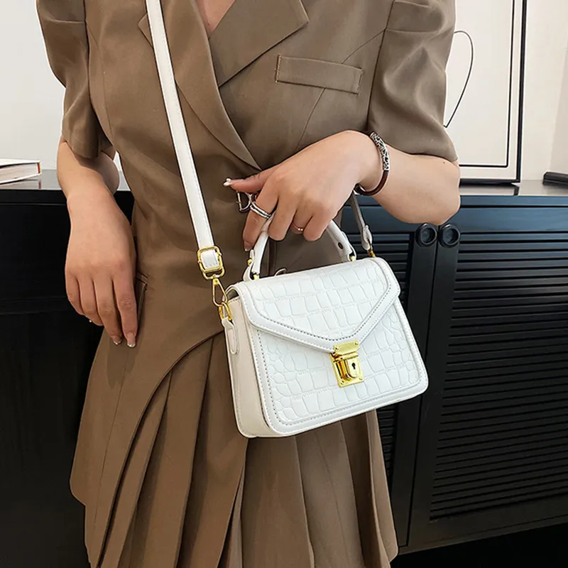 JANE KLAIN PU Small Square Bag, Handbag, Shoulder Bag, Crossbody Bag Trumpets Women's White/Black/Khaki-3