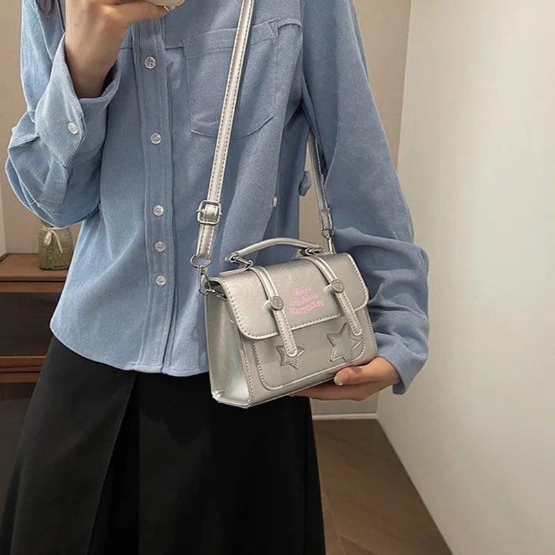JANE KLAIN PU Small Square Bag Trendy Commute Crossbody Handbag Regular Women's Silver/Black/White-2