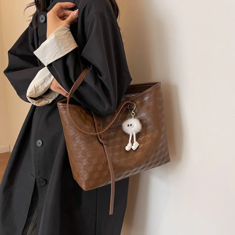 JANE KLAIN Synthetic Leather Tote Large Size Women's White & Brown/White & Khaki/Brown-3