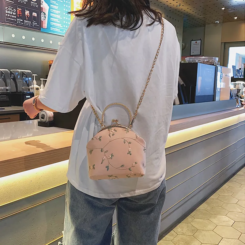 JANE KLAIN Fabric Shoulder Bag, Crossbody Bag, Handbag Small Size Women's White/Green/Pink-6