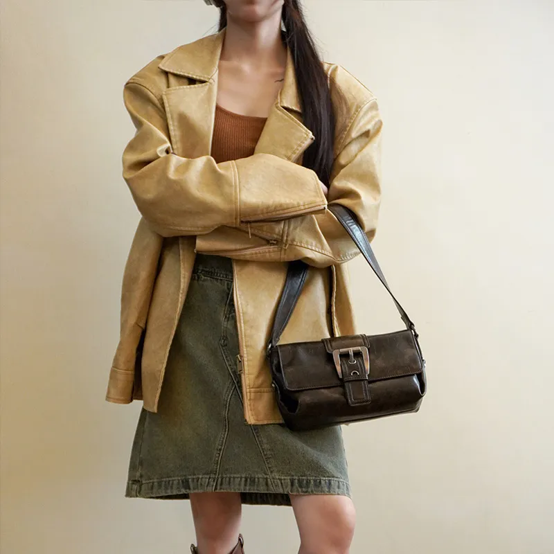 JANE KLAIN Synthetic Leather Shoulder Bag Women's Coffee-8