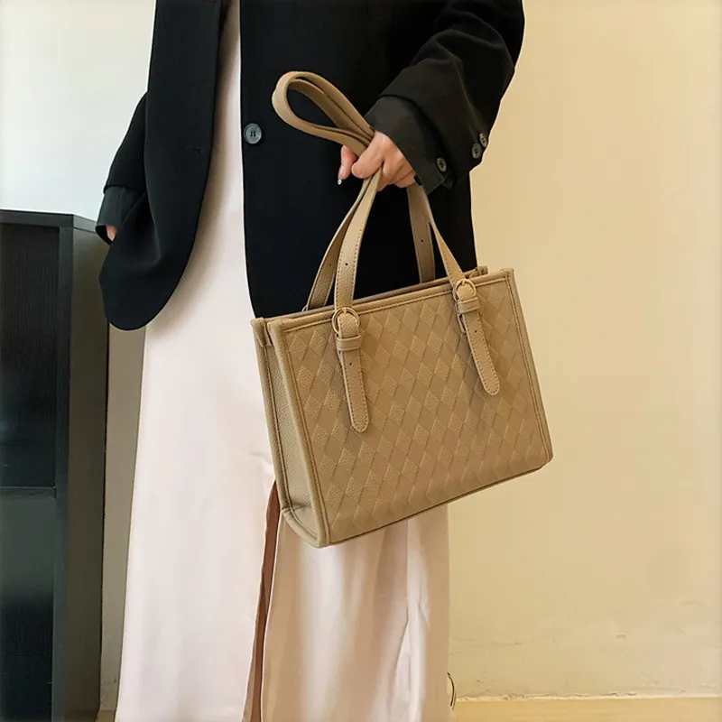 JANE KLAIN PU Tote Bag, Shopping Bag, Handbag, Shoulder Bag Large Size Women's White & Black/White & Coffee/Khaki-9