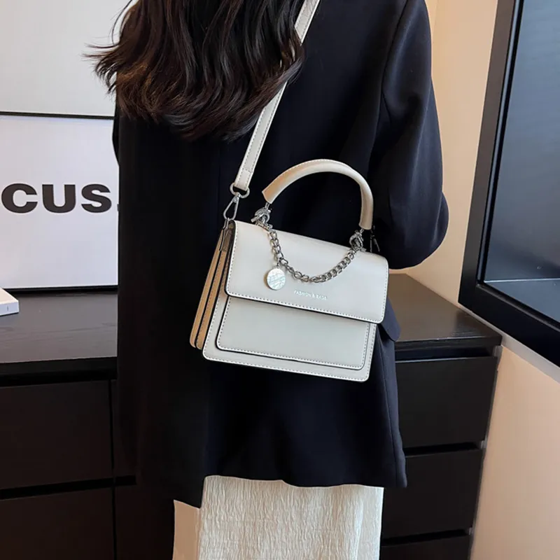 JANE KLAIN PU Small Square Bag Crossbody Handbag Regular Women's White/Black-4