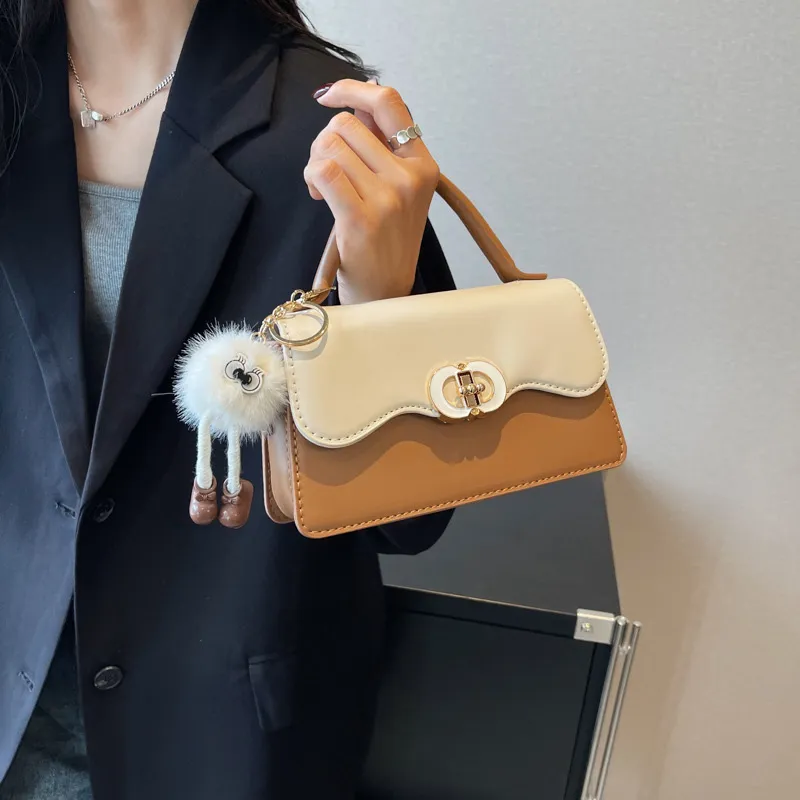 JANE KLAIN Synthetic Leather Small Square Bag, One Shoulder Handbag Small Size Women's Black/Brown-5