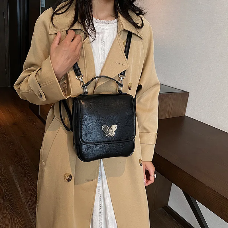 JANE KLAIN Synthetic Leather Girlish Backpack Handbag Shoulder Bag Regular Women's Black/Ecru/Khaki-5