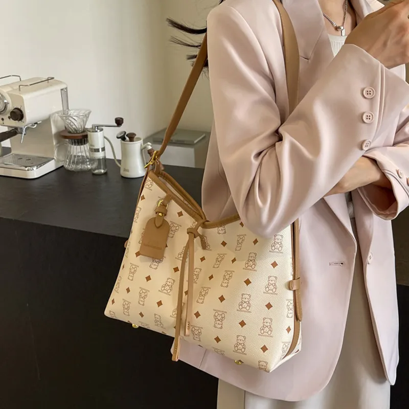 JANE KLAIN Synthetic Leather Shoulder Bag Regular Women's Light Brown/Pink/Black/Ecru-12