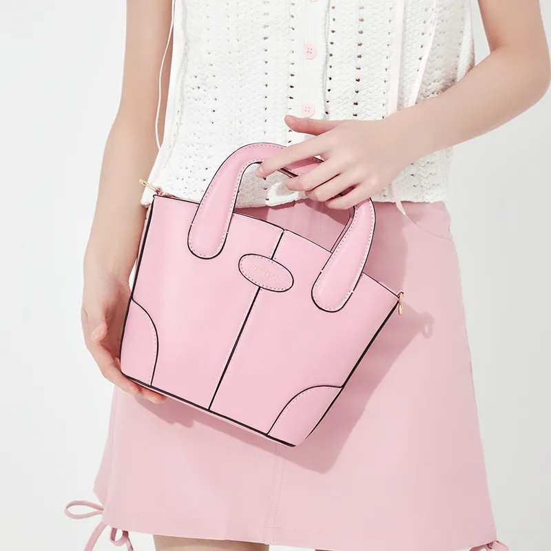 JANE KLAIN PU Women's Basket Bag, Crossbody Handbag Regular Women's Pink/White/Black-5