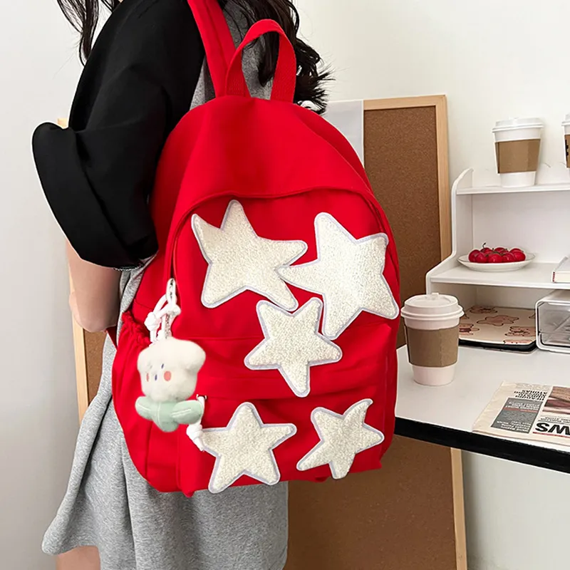 JANE KLAIN Canvas Backpack Large Size Women's Pink/Blue/Red-10