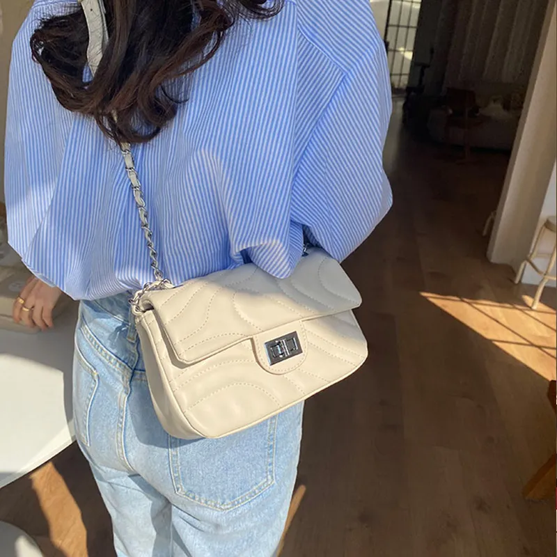JANE KLAIN PU Crossbody Small Square Bag Regular Women's White/Black/Blue-8