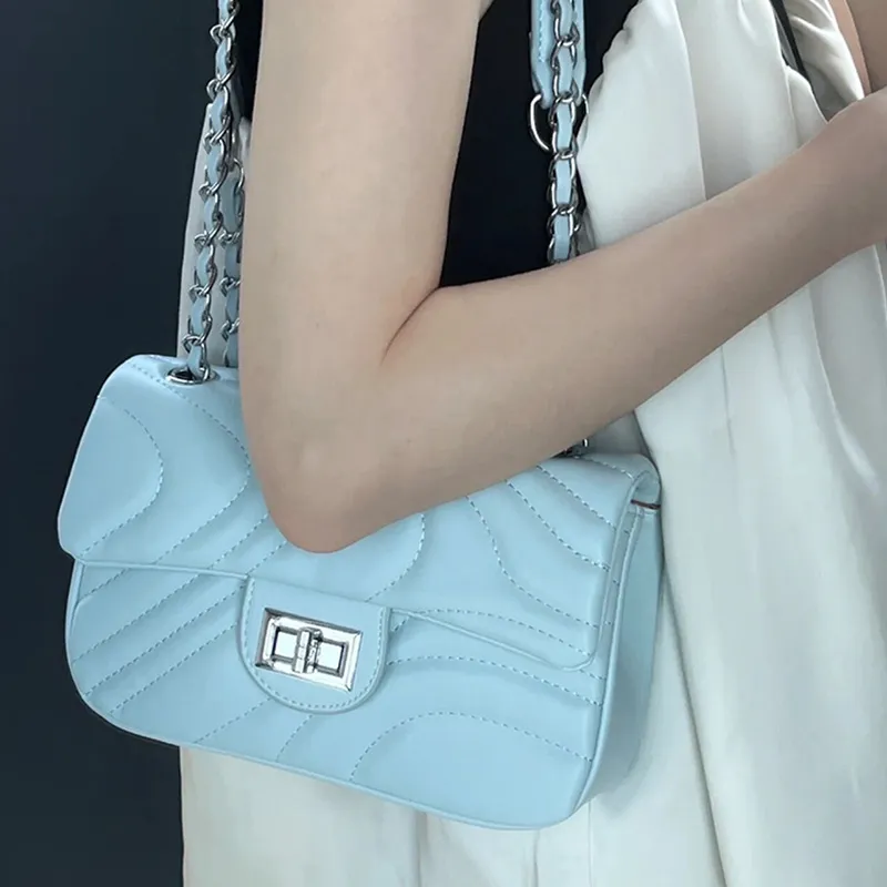 JANE KLAIN PU Crossbody Small Square Bag Regular Women's White/Black/Blue-30