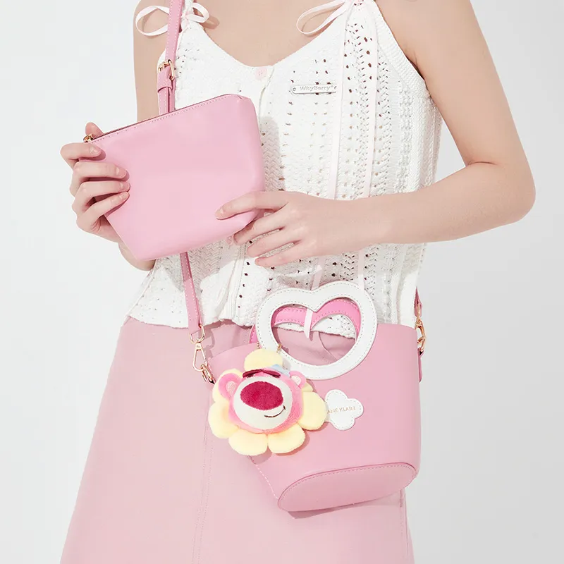 JANE KLAIN Synthetic Leather Handbag, Shoulder Bag, Crossbody Bag Women's Cream Sweet White/Pink Sweetheart-7