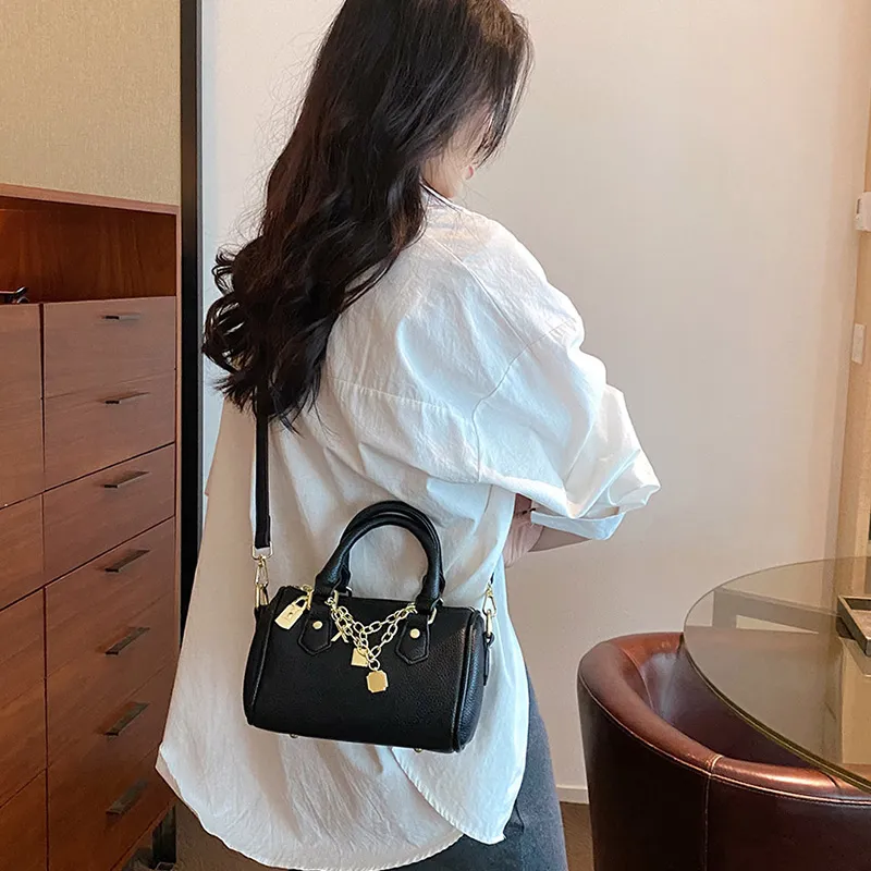 JANE KLAIN Synthetic Leather Boston Pillow Crossbody Handbag Regular Women's Black/White/Gray/Khaki-2