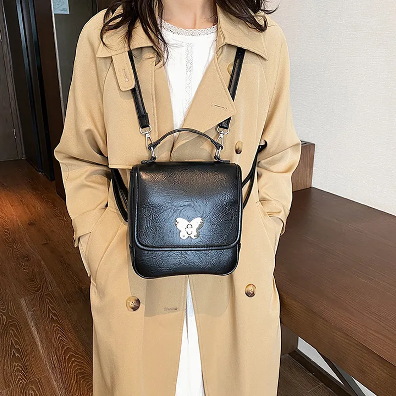 JANE KLAIN Synthetic Leather Girlish Backpack Handbag Shoulder Bag Regular Women's Black/Ecru/Khaki-1