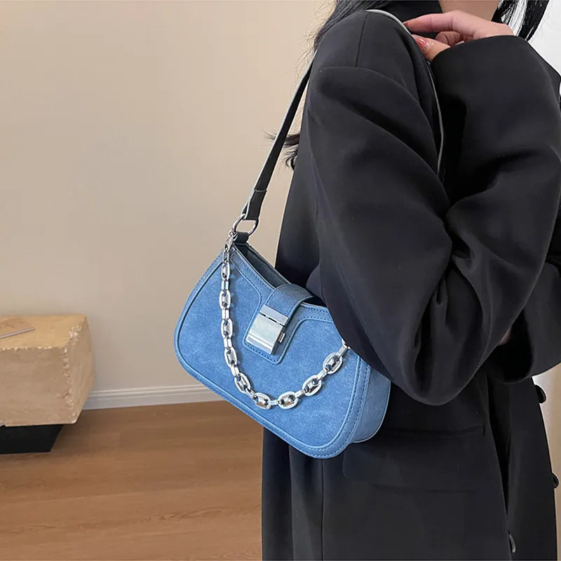 JANE KLAIN Synthetic Leather Shoulder Bag Regular Women's Black/White/Blue-8