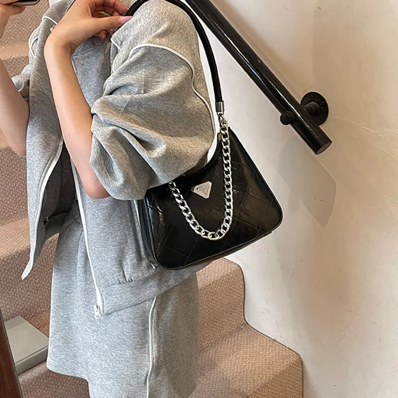 JANE KLAIN Synthetic Leather Underarm Shoulder Bag Women's Black/White/Silver/Pink-4