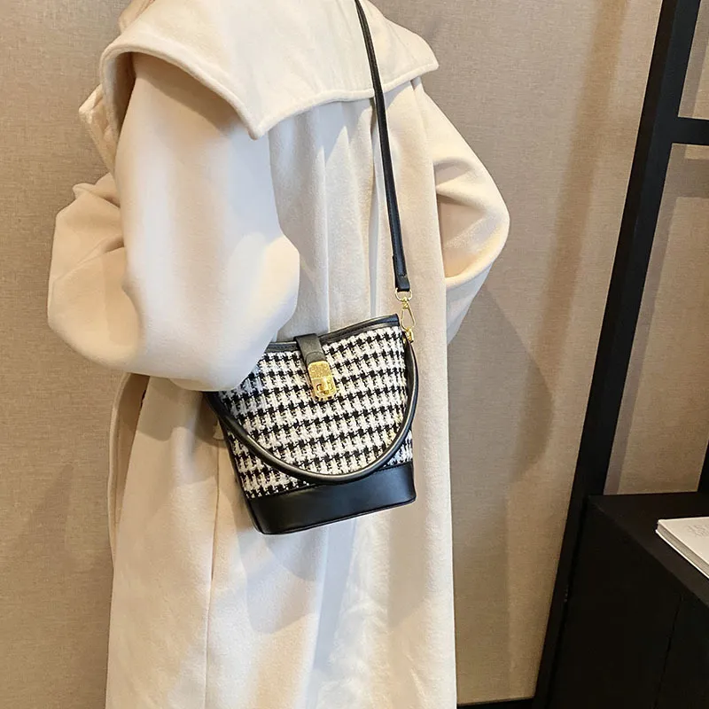 JANE KLAIN Fabric With PU Bucket Bag Handbag Shoulder Bag Crossbody Bag Armhole Bag Regular Women's Black/Blue/Brown-6