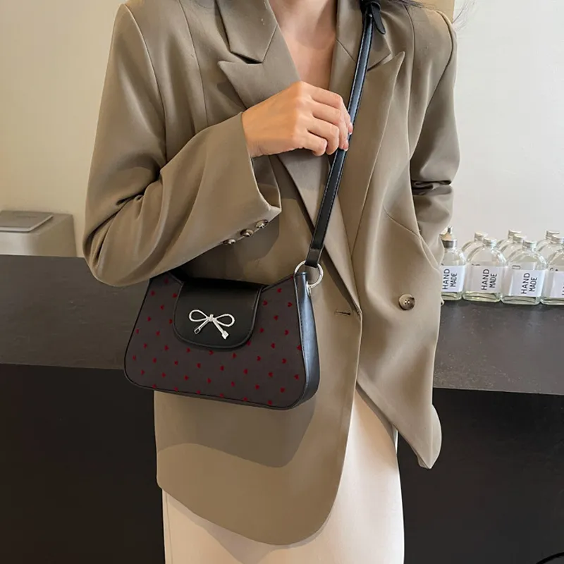JANE KLAIN Synthetic Leather, Textile Mosaic Underarm Shoulder Bag Regular Women's Black/Red-8