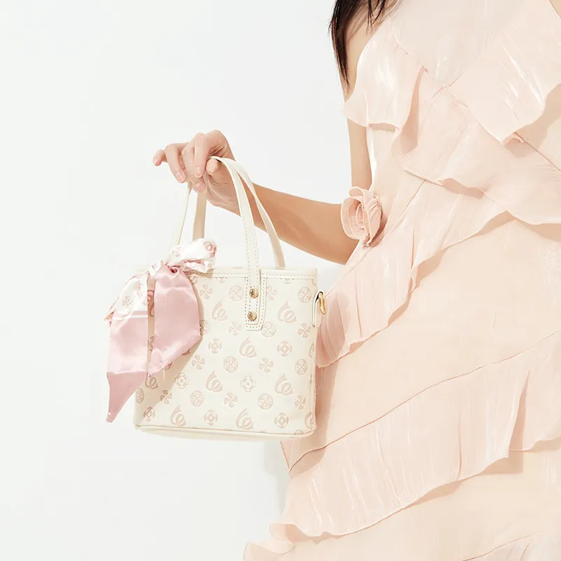 JANE KLAIN Synthetic Leather Basket Bag Handbag Crossbody Bag Regular Women's White/Pink-4