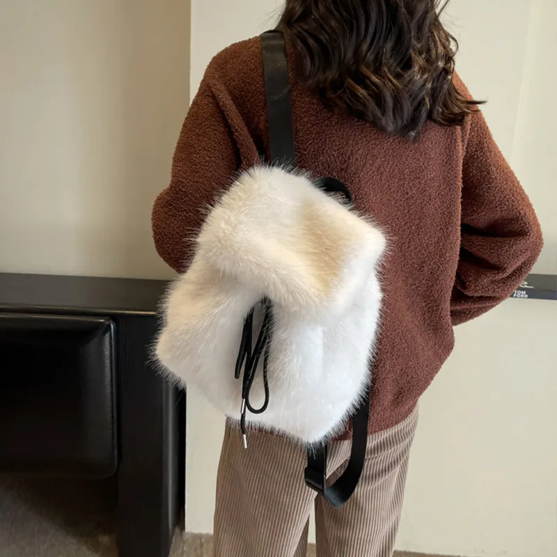 JANE KLAIN Fabric Backpack Trumpets Women's Coffee/Khaki/Ecru-4
